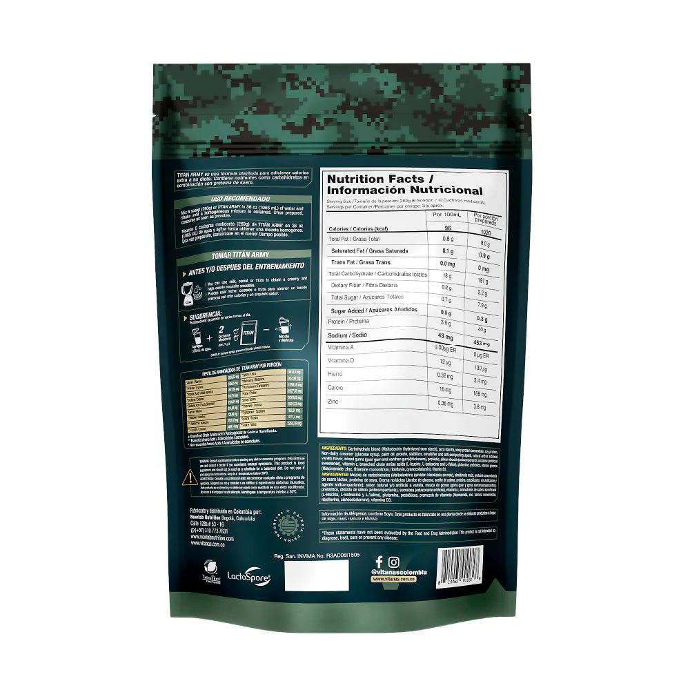 TITAN ARMY 2 LB - PROTEINA HIPERCALORICA