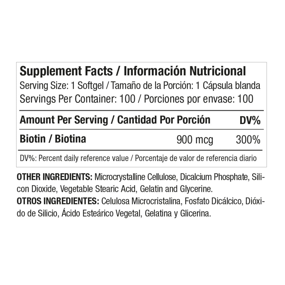 BIOTIN 900 MCG X 100 SOFTGELS