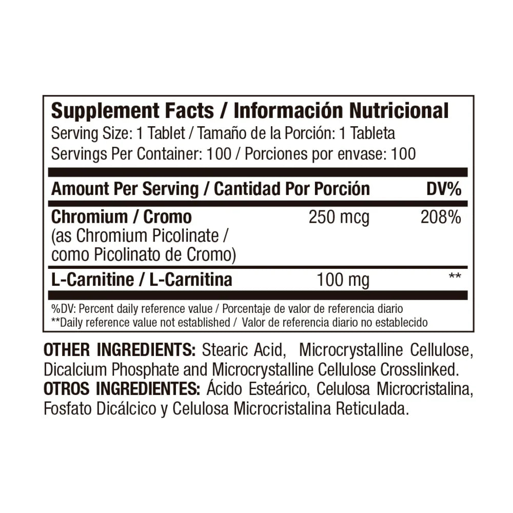 CHROMIUM PICOLINATE 250 MCG- PICOLINATO DE CROMO