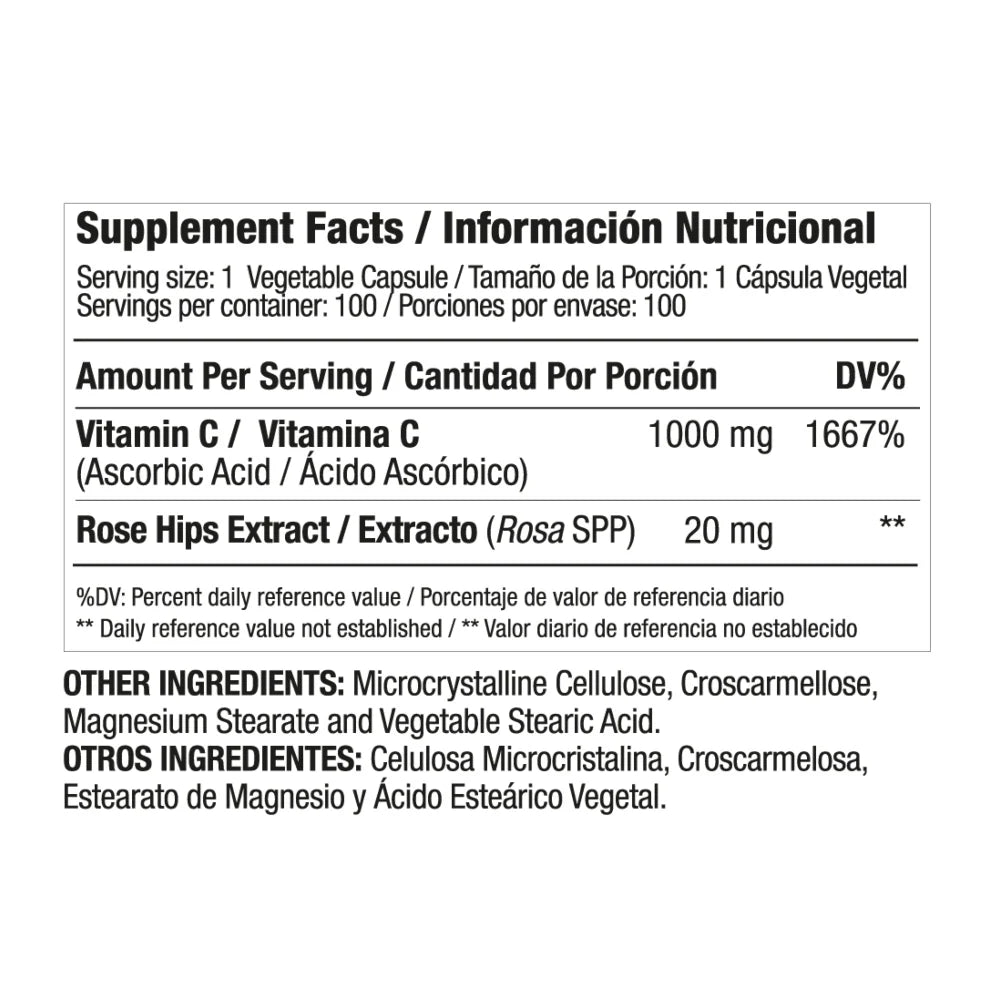 VITAMINA C 1000 MG CON ROSE HIPS